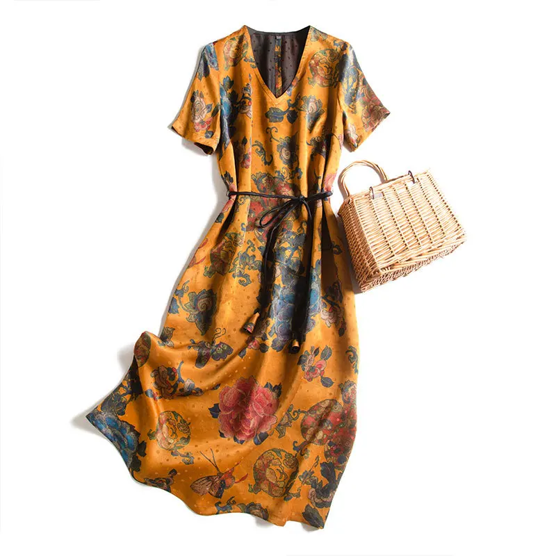 

2021 Restoring ancient spring mulberry silk dress