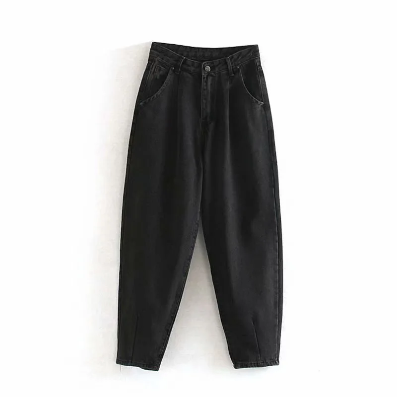 

Women Blue Harem Loose mom High Waist Streetwear Boyfriends Washed Denim Long Trousers Bottoms Slouchy Jeans