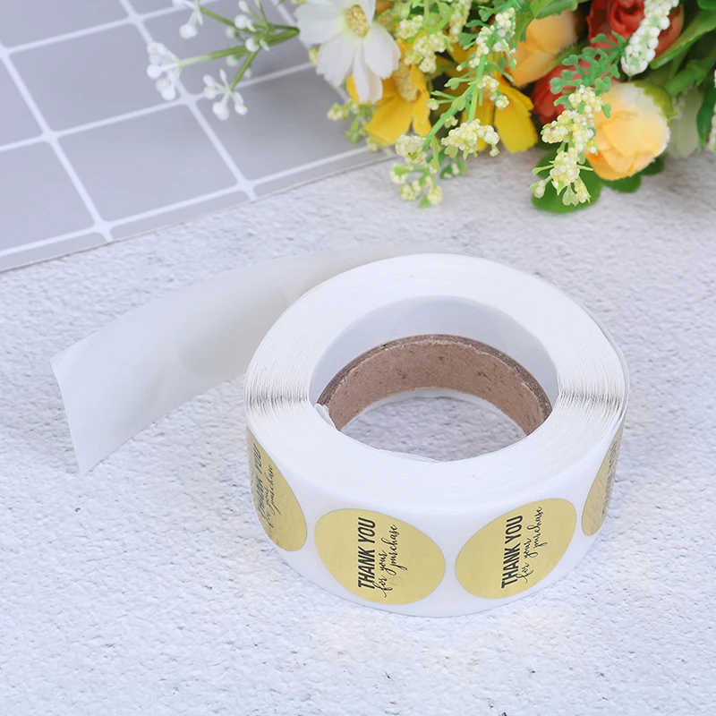 500 шт/рулон круглые золотые &quotспасибо за покупку&quot наклейки этикетки для печати