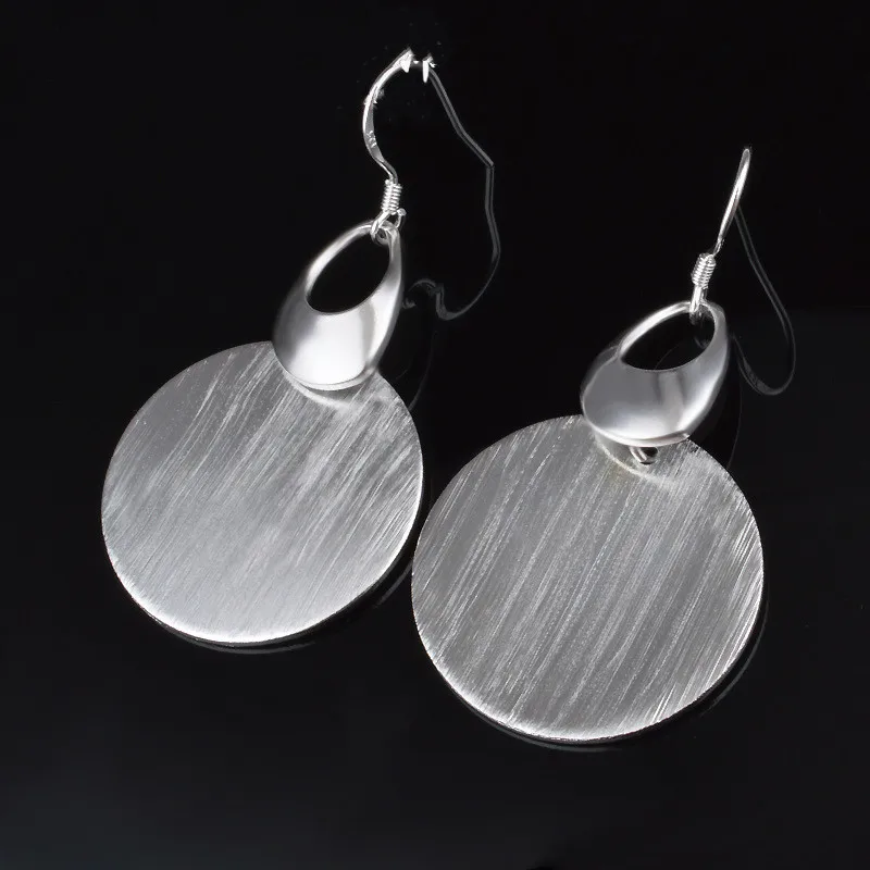 

Free Shipping 925 Sterling Silver Drawing Round Card Pendants Earrings Fashion Jewelry Women's Earrings