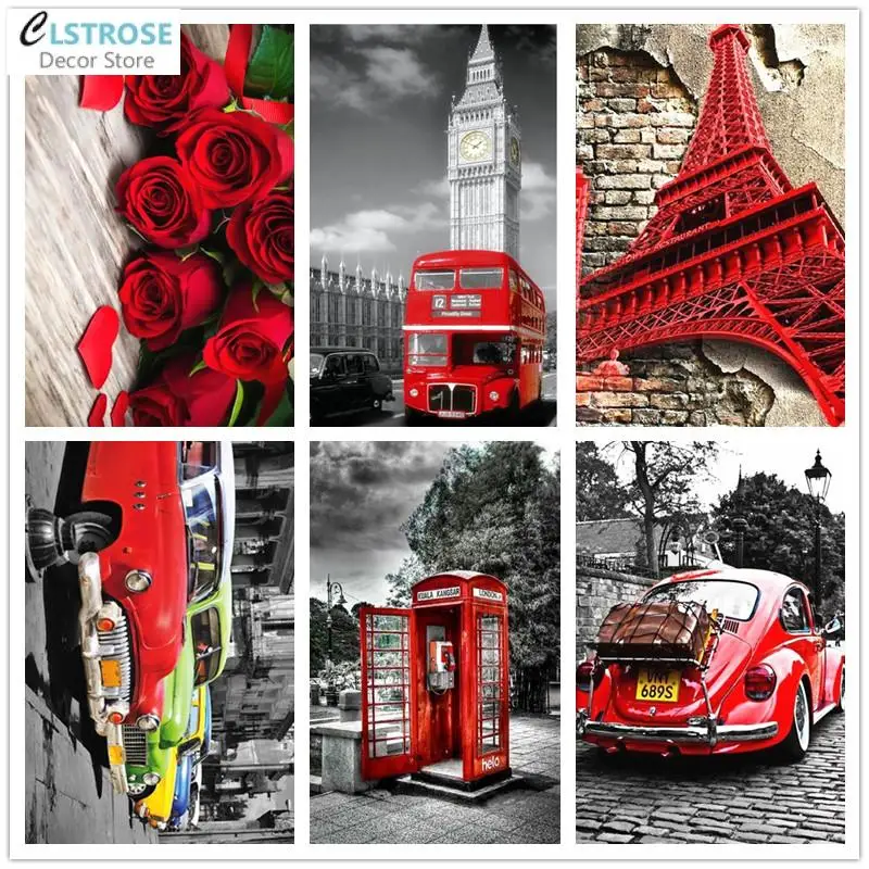 

5D Diy Diamond Painting London Paris Street Landscape Full Square Drill Rhinestone Embroidery Cross Stitch Kit Living Room Decor
