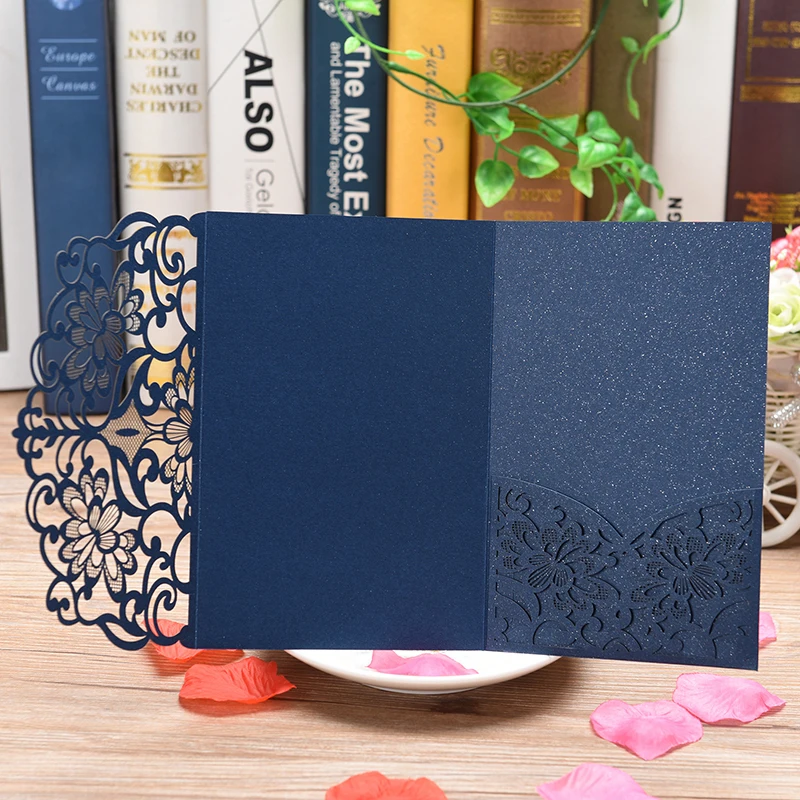 

Laser Cut Wedding Invitations Card Tri-Folding Business Thank You RSVP Cards Mariage Party Invite Favors Decoration Supplies