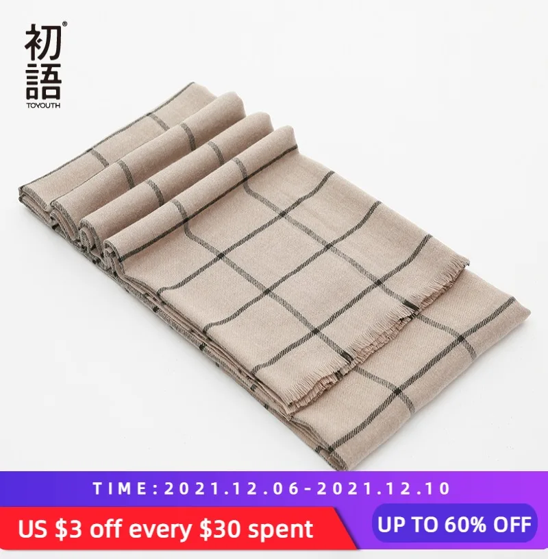 

Осенне-зимние клетчатые шарфы Toyouth, элегантные тонкие мягкие шарфы для женщин, корейские шарфы, теплые женские шарфы