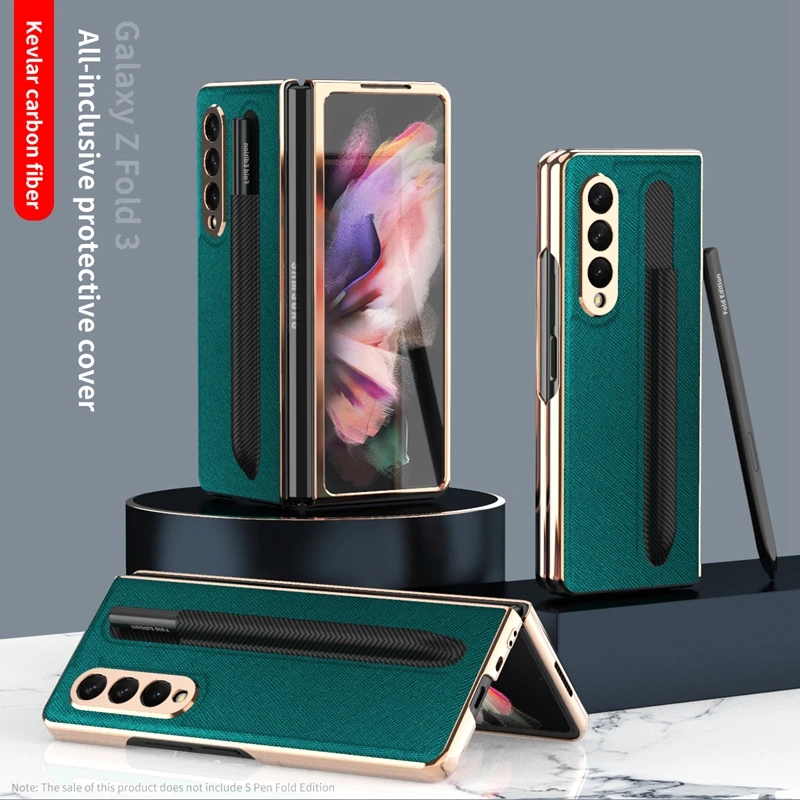 

Чехол с крестообразным узором для Samsung Galaxy Z Fold 3, держатель для ручек, Ультратонкий чехол для Galaxy Z Fold3 No S Pen