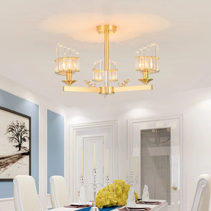 Люстра с хрустальным шариком Подвесная лампа для гостиной медный блеск столовой