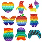 Забавная игрушка антистресс, игрушка-антистресс, подарок, Радужная Бабочка, снятие стресса, игрушки для взрослых и детей, сенсорная игрушка с пузырьками