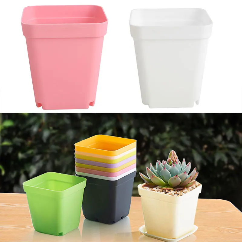 Black White Square Planters Plastic Pots Gardening Supplies Plant Care Soil Accessories Flower Pot Vase for Outdoor Indoor | Дом и сад