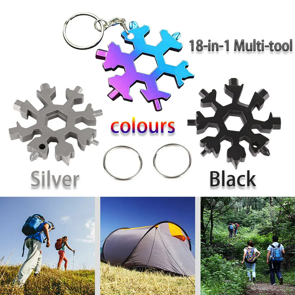 

18 в 1 Снежинка мульти лагерь ключ кольцо открытый гаечный ключ выживания шестигранный ключ карманный инструмент Многофункциональный поход ...
