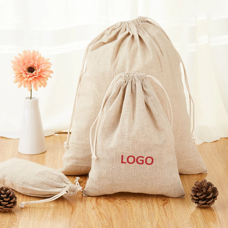 50 шт. Льняная сумка на шнурке из хлопка и льна | Украшения аксессуары