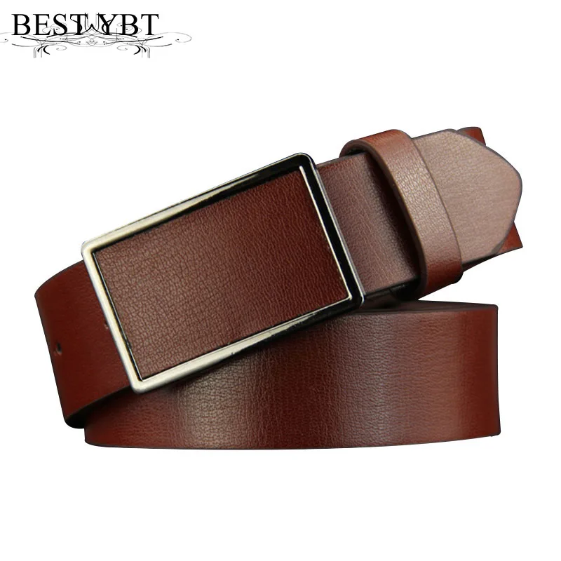 

Best YBT Men's Imitation Leather Belt Fashion Alloy Smooth Buckle Belt Fashion Individual Casual Retro Cowboy Belts For Jeans