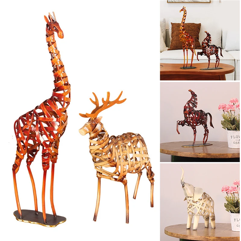 

Iron Crafts Animals Hollow-Carved Design Metal Decorative Sculptures Modern Sculptures For Home Ornament C1