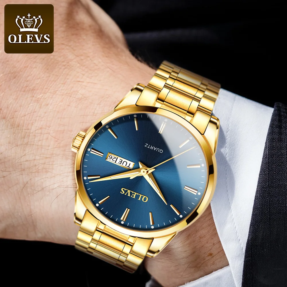 Часы местное золото водонепроницаемые светящиеся мужские часы роскошные