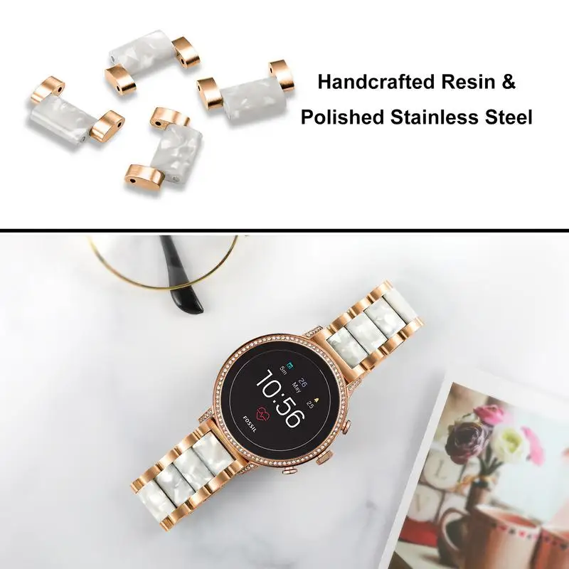 Ремешок для часов из нержавеющей стали и смолы 18 мм для Fossil women's Gen 4 Venture HR/women Gen 4 Sport/Gen 3 Q Venture