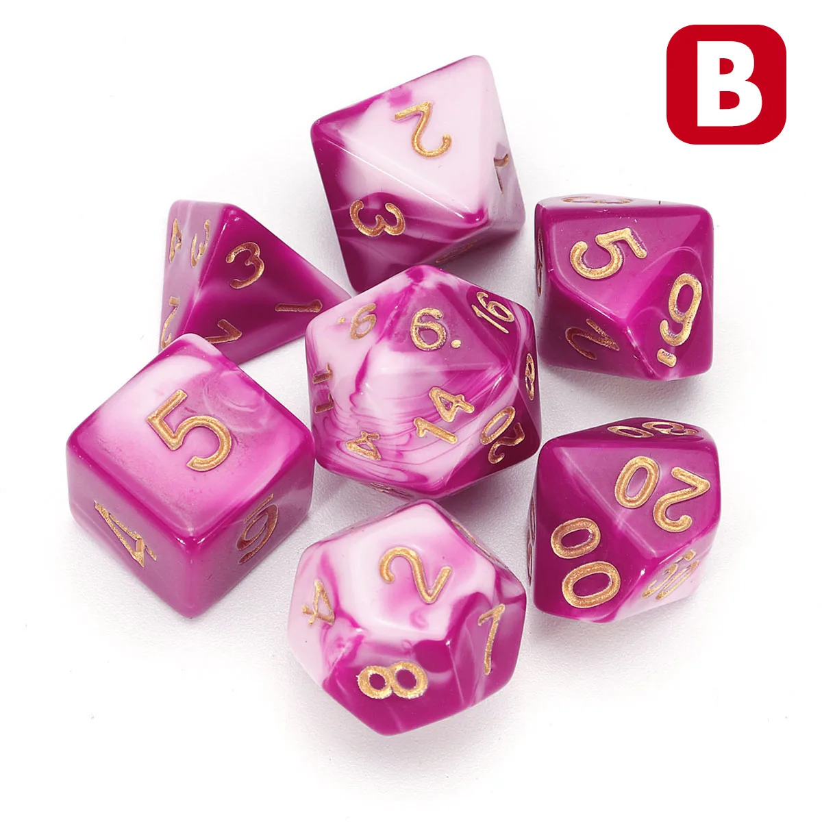 7 шт. игральные кости набор многогранные DnD смешанные цветные кости для РПГ Подземелья и Драконы ролевые игры игра, настольная игра кости набор+ сумка для хранения - Цвет: B Rose red White