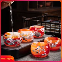 inlaid gilt silver glass kung fu tea set tea cup tea cup master cup single cup high end crystal tea bowl small cup water glass