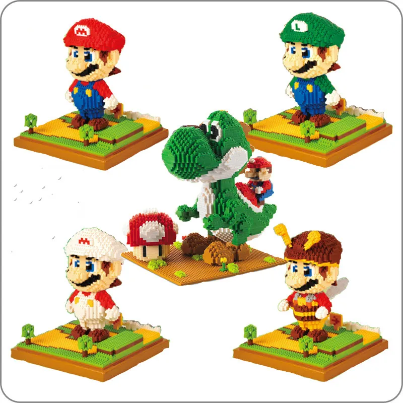 1701 шт 154 большой размер Yoshi строительные блоки игры Супер Марио пожарная пчела Марио Монстр DIY Мини Строительные алмазные блоки