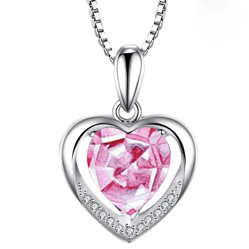 Bague Ringen Temperament 5 colors optional Heart shaped Gemstone Pendant for Women Cordiform Silver 925 Jewelry Engagement GIFT