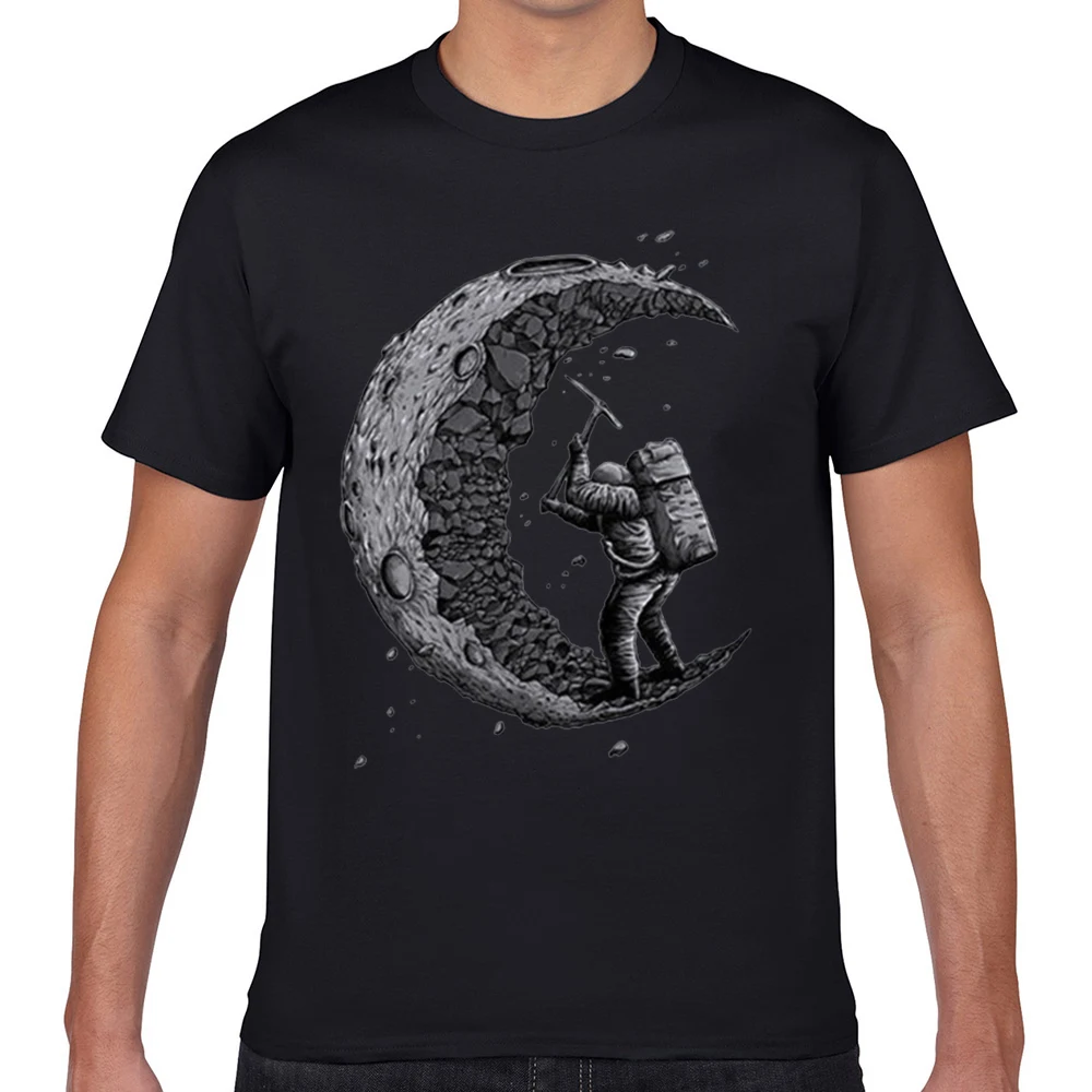 

Tops T Shirt Men digging the moon funny Vogue Vintage Geek Short Male Tshirt fa003