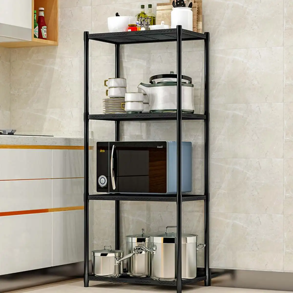 

4 Tier Bathroom Kitchen Storage Rack For Goods Fridge Side Shelf Bathroom Organizer Stand Shelf Holder