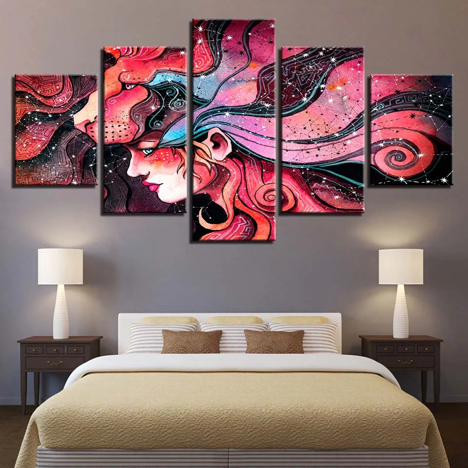 

Wall Art HD Prints Home Decor 5 Pieces Plant Canvas Painting Flower Modular Pictures Abstract Bedside Background Artwork Poster