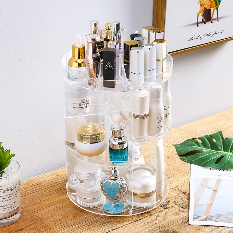 Спиннинг коробка для хранения косметики комод стеллаж офисных Deskstop органайзер