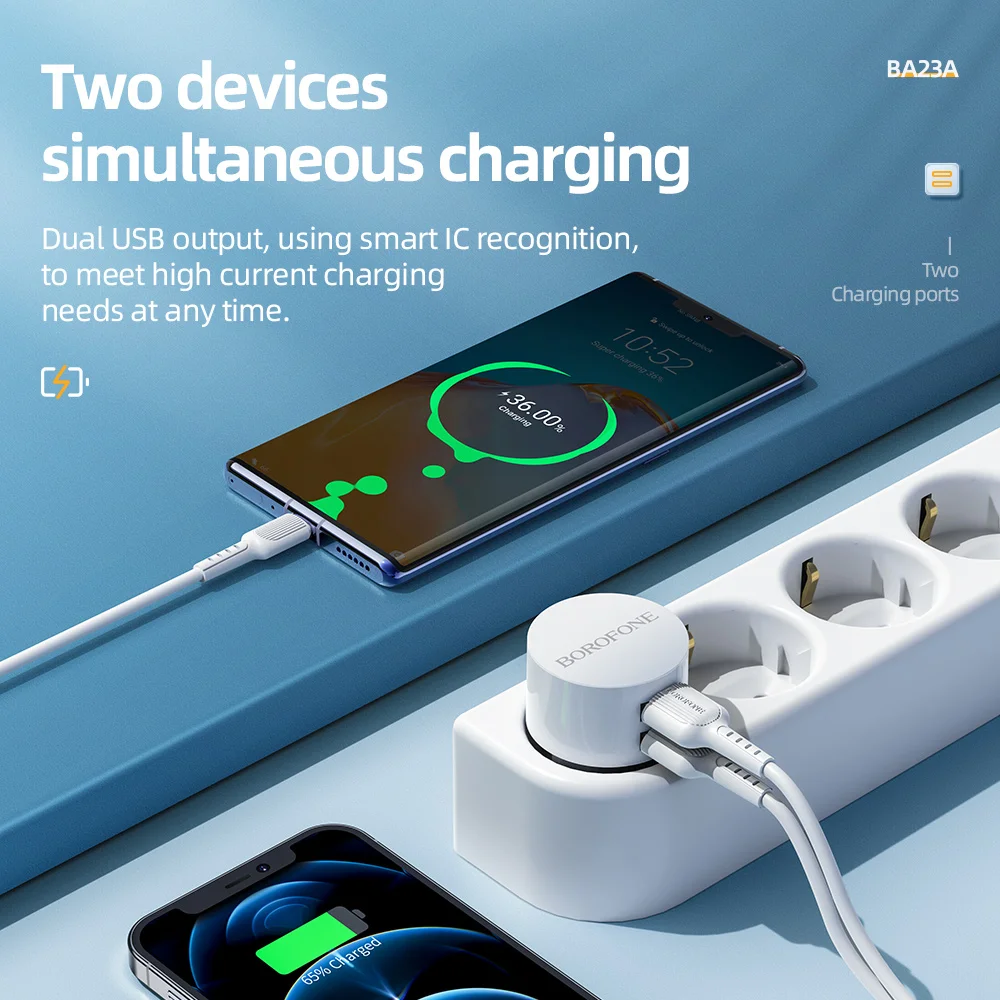 borofone 5v 2 4a dual usb charger eu plug quick charge wall charger mobile phone charging mini adapter travel charger for iphone free global shipping