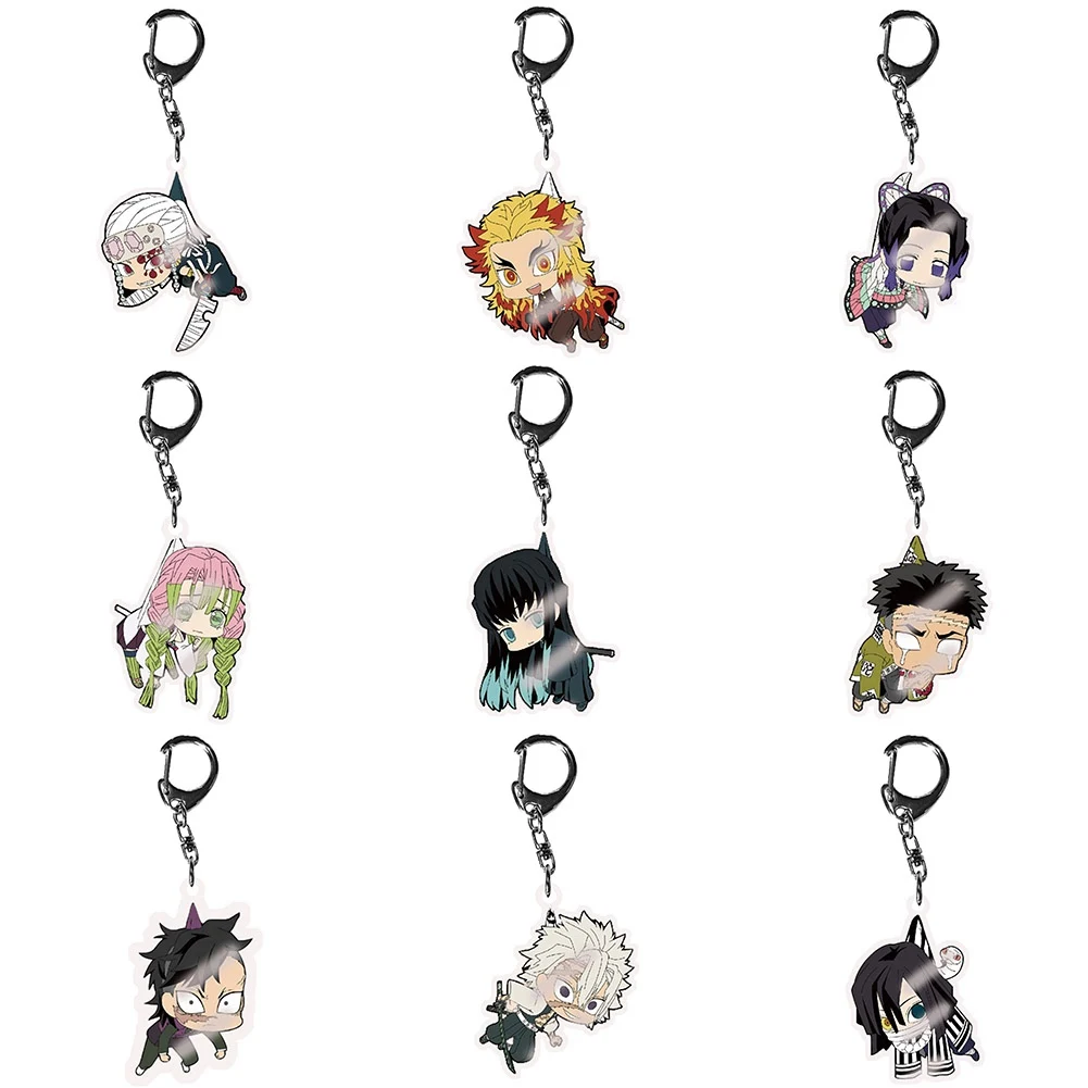 

Anime Demon Slayer: Kimetsu No Yaiba Cartoon Cosplay Acrylic Keychain Printing Keyring Cute Double-Sided Transparent Pendant