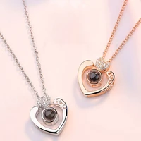 romantic female projection necklace chain on the neck i love you heart neck pendant women choker girl jewelry gift ladies 2021