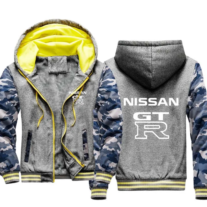 

Mens Thicken jacket Wintter Warm Slim Men's Hoodie jacket GTR Car Logo Print Sweatshirt Harajuku Men jacket Male Clothin
