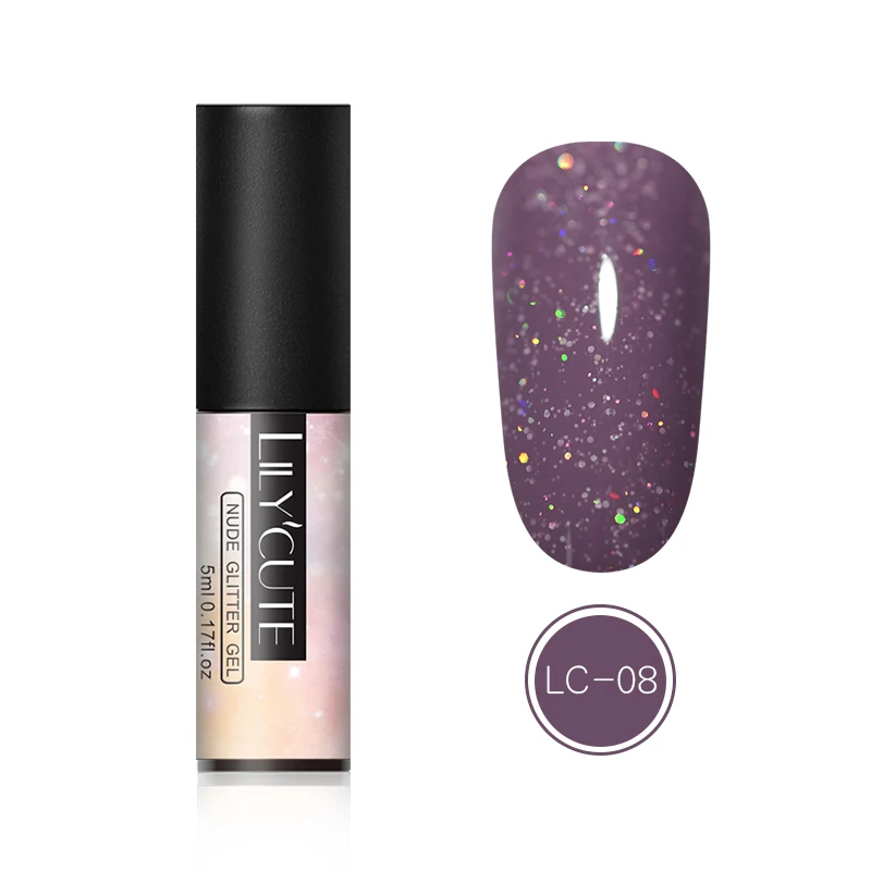 LC-08 LILYCUTE 5 мл Блестящий Гель-лак для ногтей голографические Блестки для ногтей гель замочить от УФ-гель для дизайна ногтей лак для маникюра - Цвет: LC-08