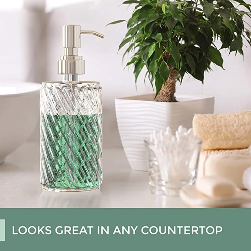 

Hand Soap Dispenser - Glass Dish Soap Dispenser -Perfect for Kitchen Dishsoap, Bathroom Soap, Lotions or Oils