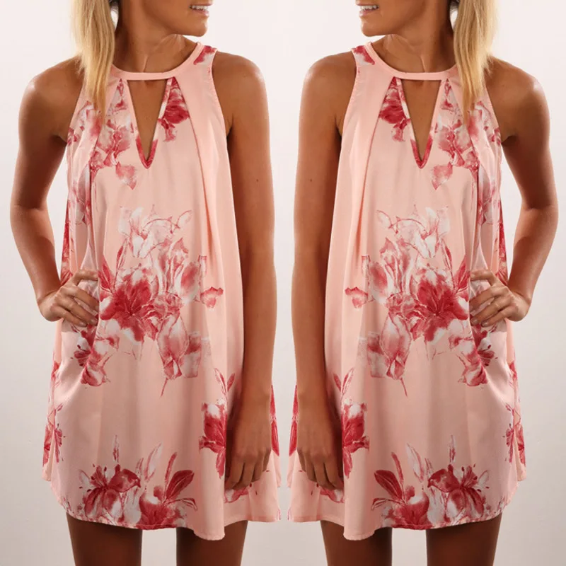 2019 летняя пляжная одежда розового цвета с цветочным принтом повседневные