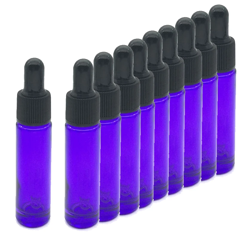 10pcs Purple-blue 10 шт. 10 мл образец духов стеклянный флакон-капельница с чистым стеклом трубки-пипетки мини-сосуд для эфирных масел - Цвет: 10pcs Purple-blue