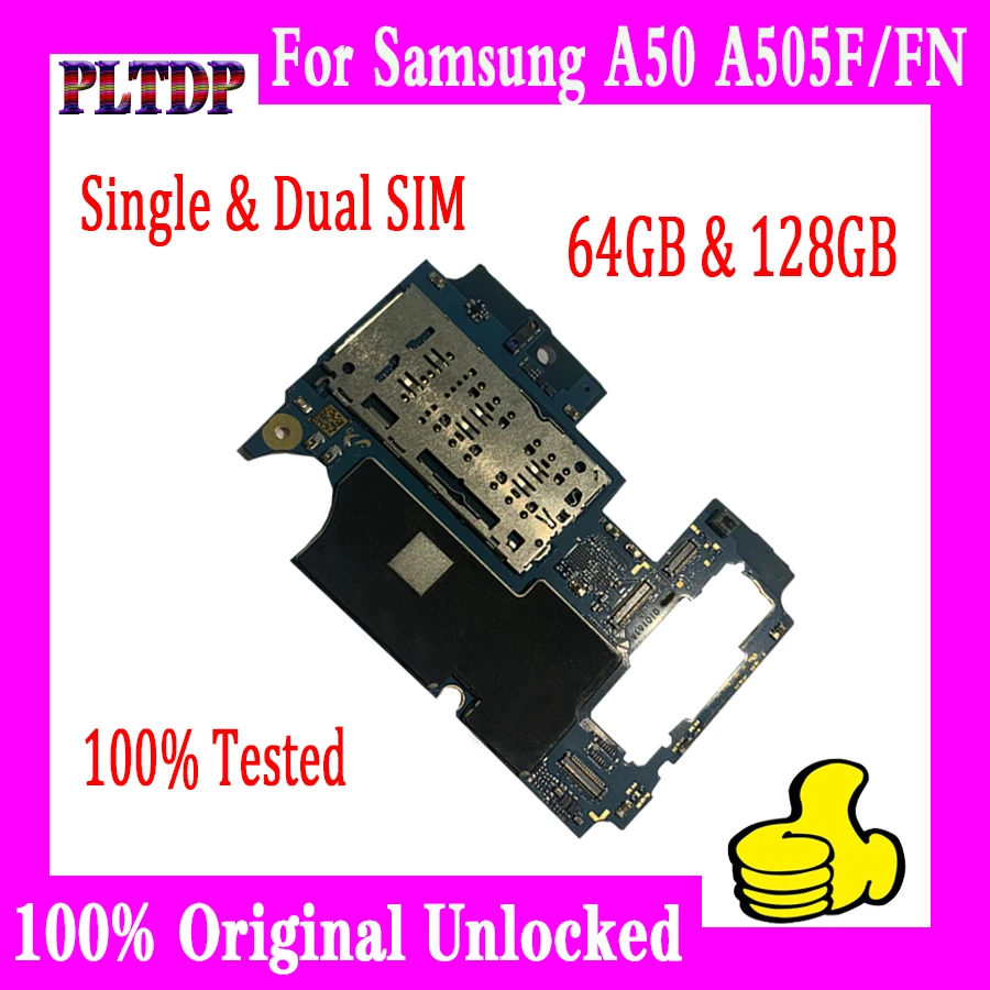 

For Samsung Galaxy A50 A505F Motherboard,64GB 128GB For Samsung Galaxy A50 A505F/GN/DS Logic Board With Full chips Mainboard