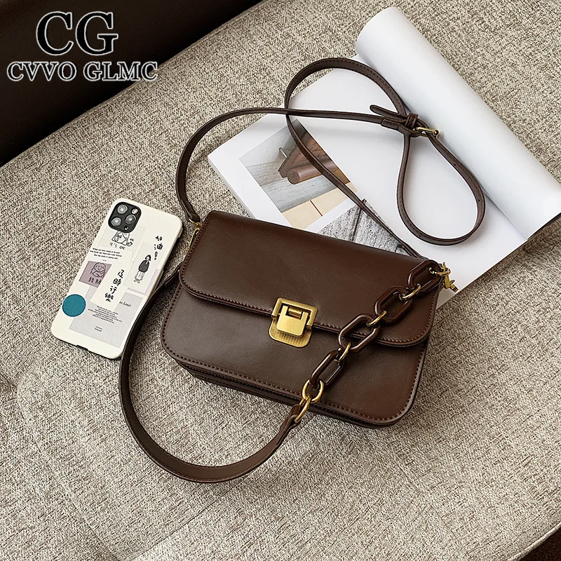 

Cvvo Glmc Ladies fashion shoulder bag 2021 new small square bag casual messenger bag lock female bag solid color PU ladies bag