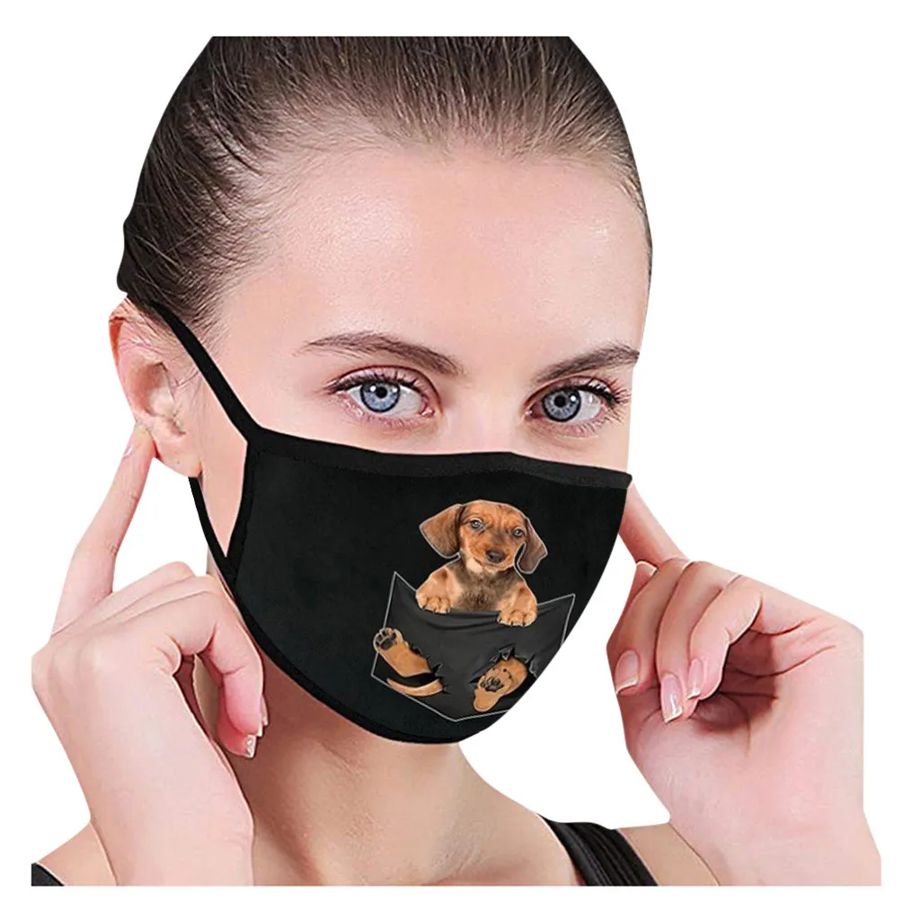 

5pcs Funny Dog print Mask Reusable And Washable Mask Pm2.5 Outdoor Dustproof Sunscreen Cycling Mascarillas Mouth-muffle#FS