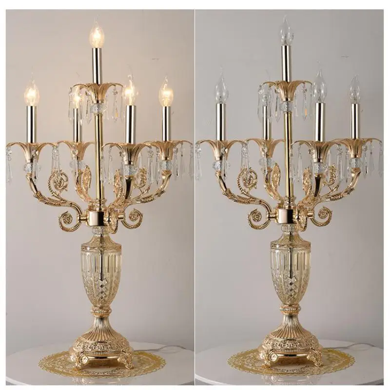 Декор для ресторана Настольный светильник с золотым кристаллом светодиодные