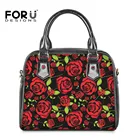 Кожаные сумки FORUDESIGNS с принтом красной розы, Женская стильная сумка-мессенджер для женщин, красивые сумки через плечо с цветами, сумки-тоуты