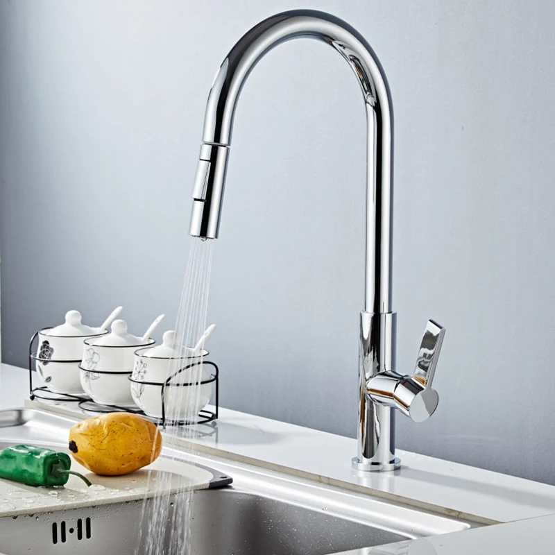 Смесители для кухни серебро один Хан выдвижной кухонный кран одно отверстие