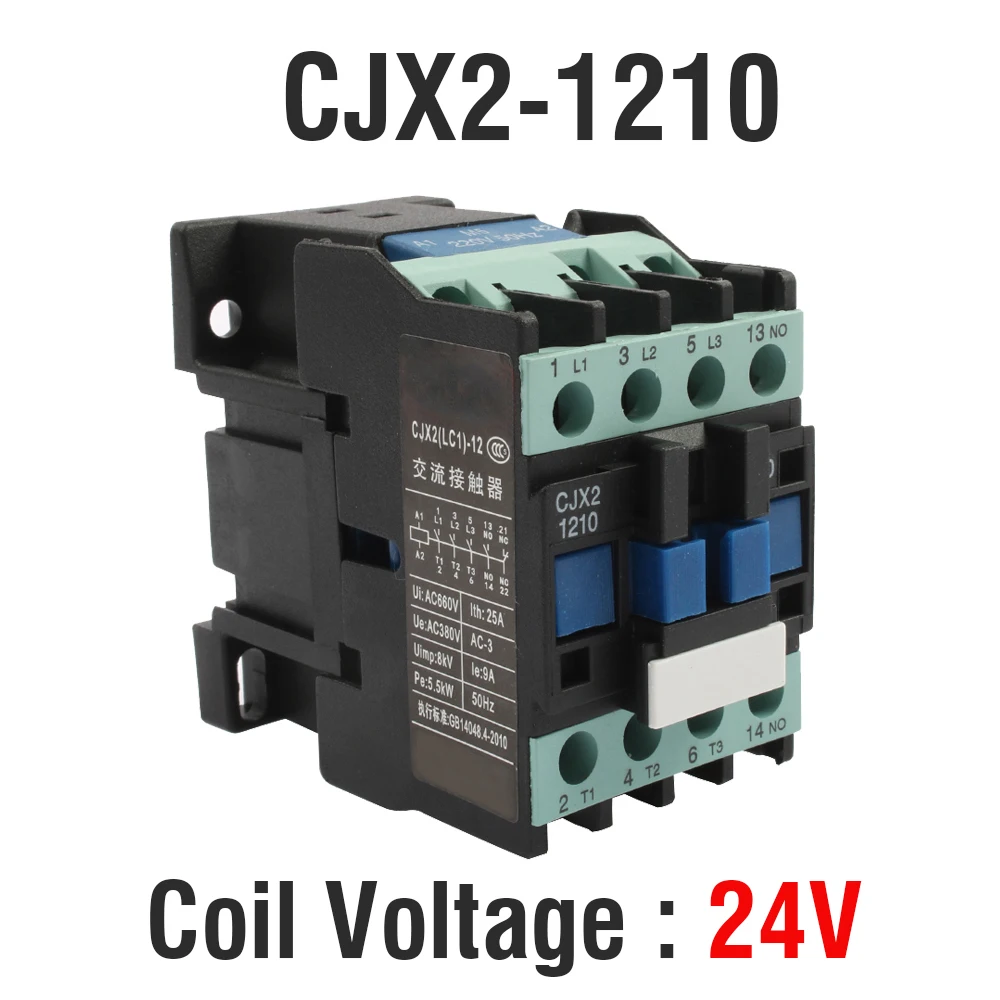 24V Вспомогательное оборудование KOHTAKTOP CJX2 1210 LC1 контактор переменного тока 220 В переменного тока 12A 50 Гц/60 Гц lc1 1210 220 В без использования с Поплавковым выключателем - Цвет: 24V