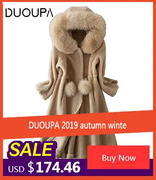 DUOUPA2019 зимнее Новое темпераментное меховое пальто для женщин из лисьего меха с капюшоном, меховое пальто для стрижки овец, длинное толстое пальто, Корейская версия тренда
