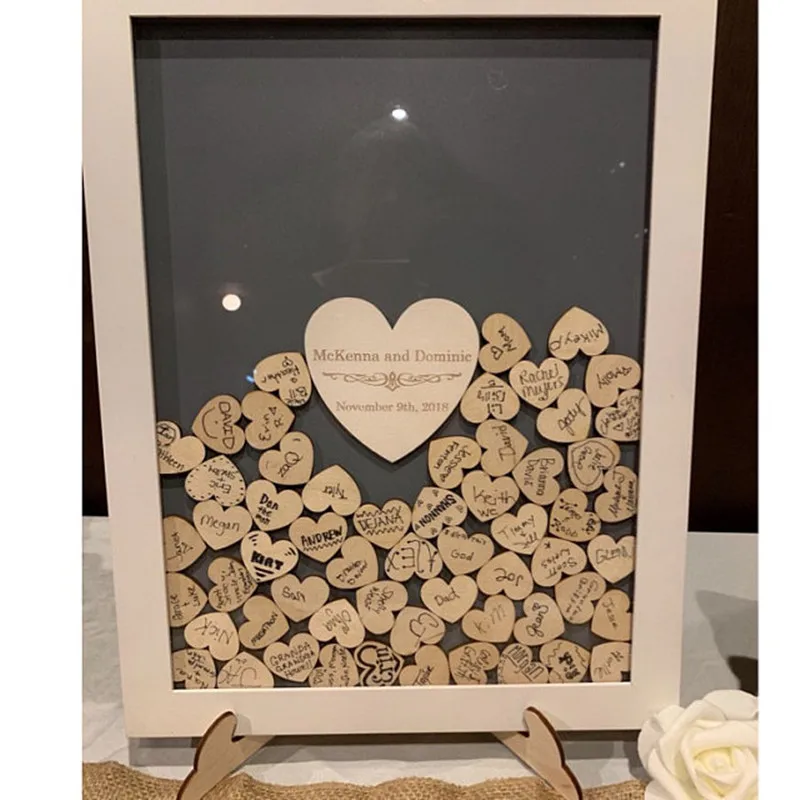 Пользовательская Свадебная Гостевая книга с сердцем в деревенском стиле коробка