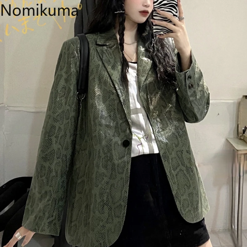Пиджак Nomikuma женский со змеиным принтом уличная одежда в Корейском стиле