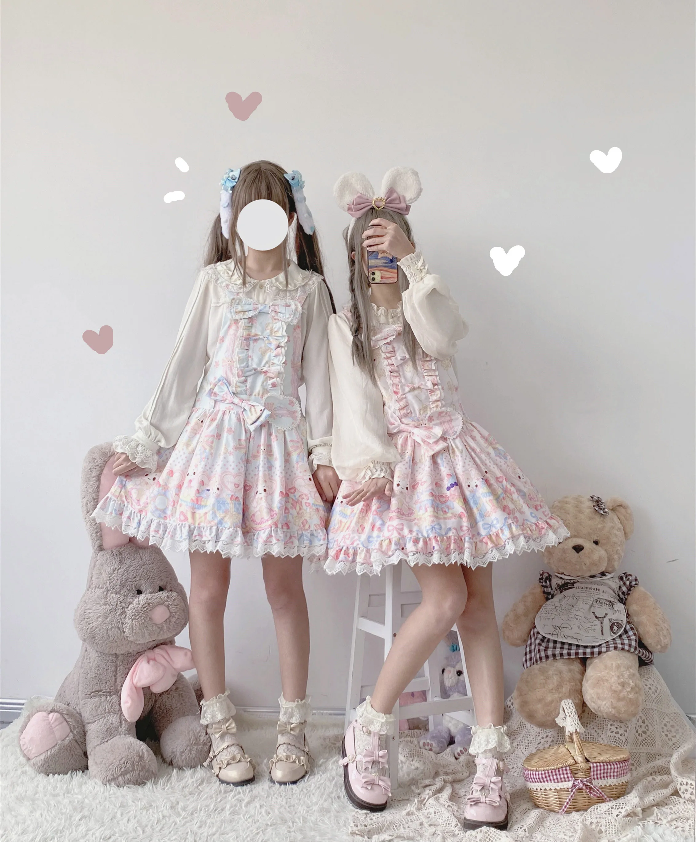 

Sweet lolita strap dress vintage bowknot cute printing high waist princess victorian dress kawaii girl gothic lolita cos loli