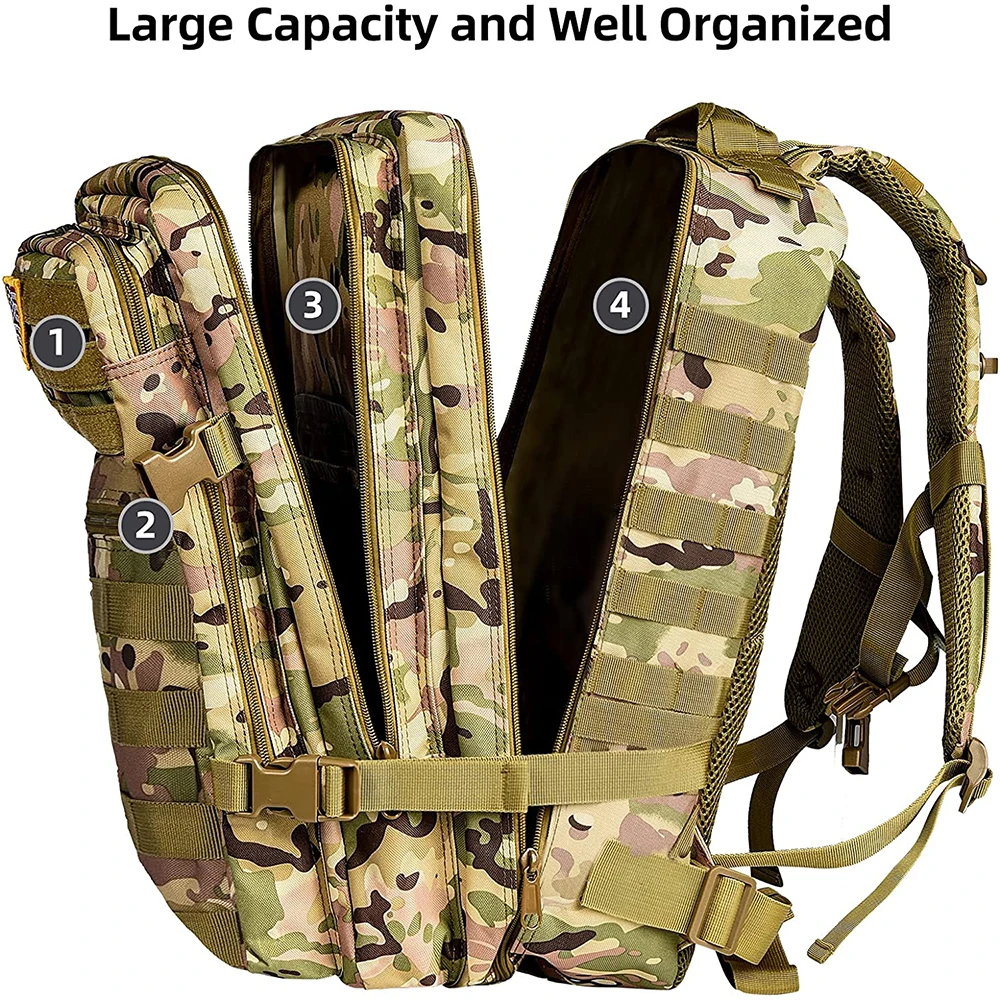 50L military tactical backpack hunting camping bag travel army assault suitable for and hiking | Спорт и развлечения