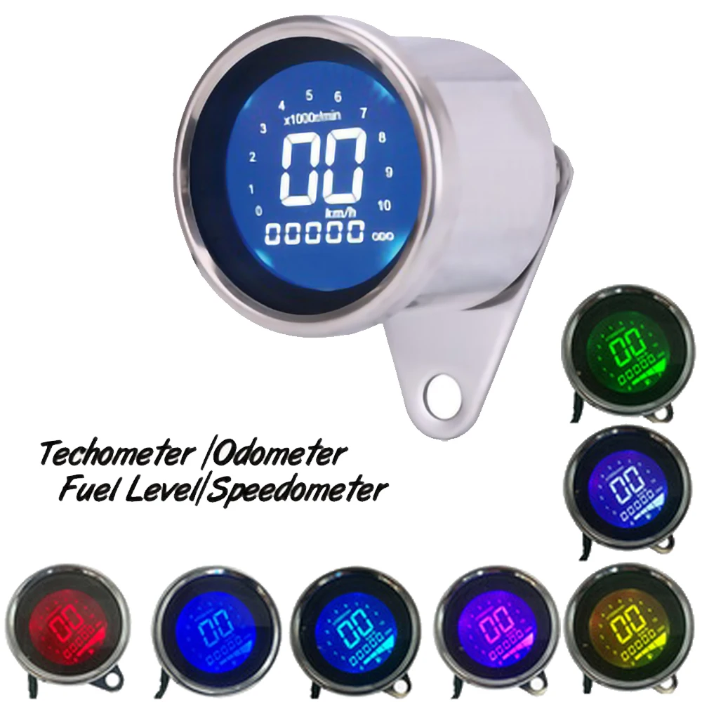 12 В Универсальный ЖК цифровой светодиодный индикатор для мотоцикла круглый