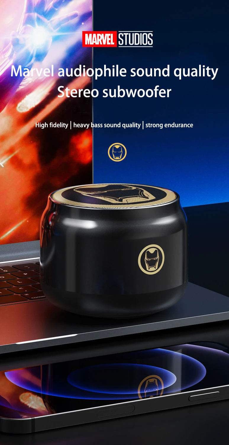Беспроводные Bluetooth-колонки Marvel Iron Man мини-сабвуфер стерео стереозвук HiFi уличный