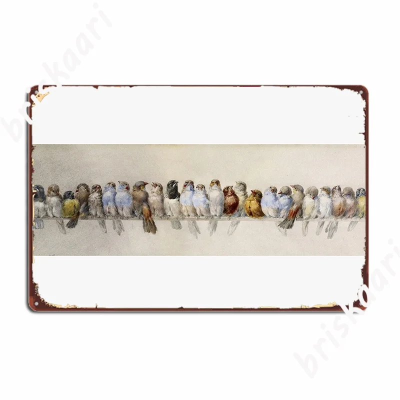 

Hector Giacomelli A Perch Of Birds Плакат Металлический налет проектирование гараж; Клуб кино гараж живопись Декор жестяные плакаты