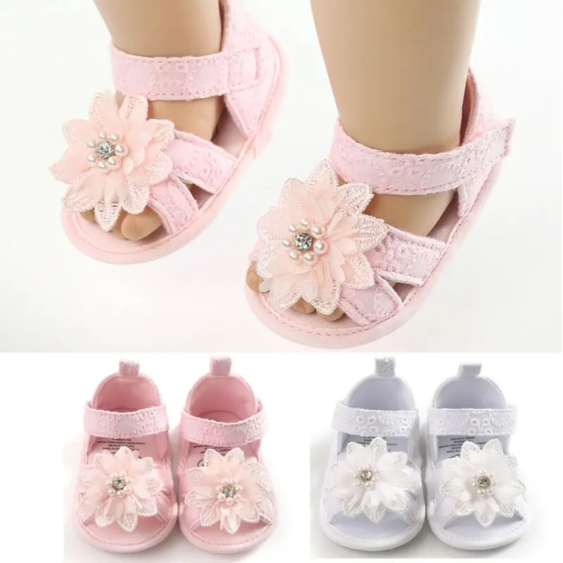 

Toddler Kids Baby Girl Bow Sandals Flat Heels Party Wedding Flower Pearls Sandals Shoes