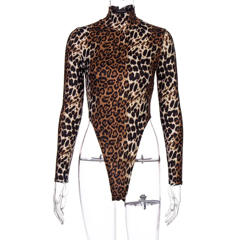 Ahagaga боди с леопардовым принтом женские Сексуальные облегающие обычные